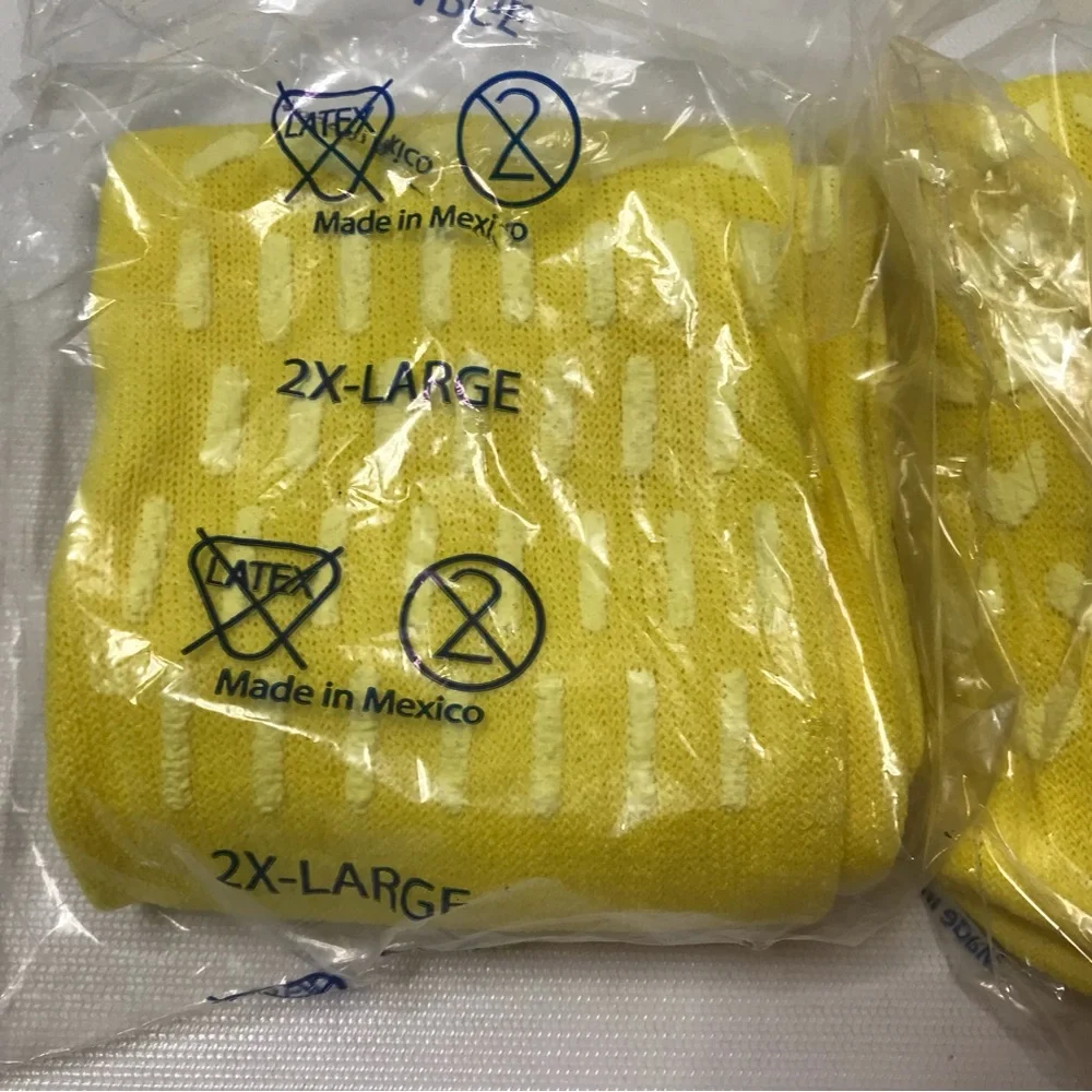 4 Pair Slipper Hospital Socks L Non Slip Skid Bariatric Yellow Ankle High Yoga - Picture 8 of 8